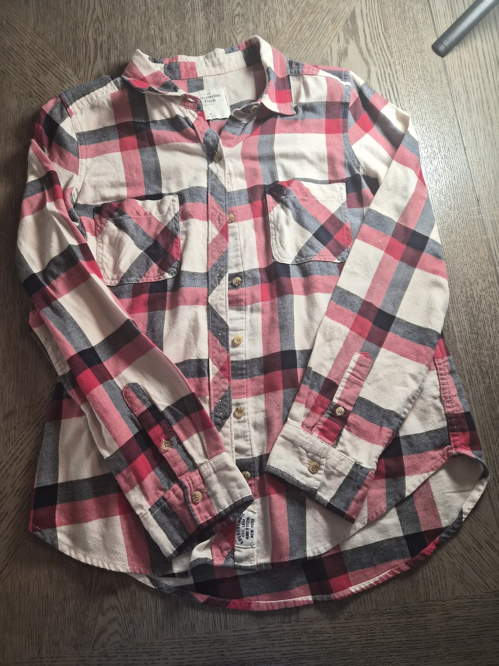 Abercrombie & Fitch Pink and Cream Plaid Button-Down Shirt